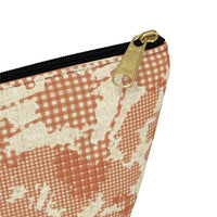 Floral Plaid Accessory Pouch w T-bottom in Orange